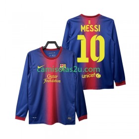 Camisolas de futebol FC Barcelona Lionel Messi 10 2012 2013 Retro Equipamento Principal Manga Comprida